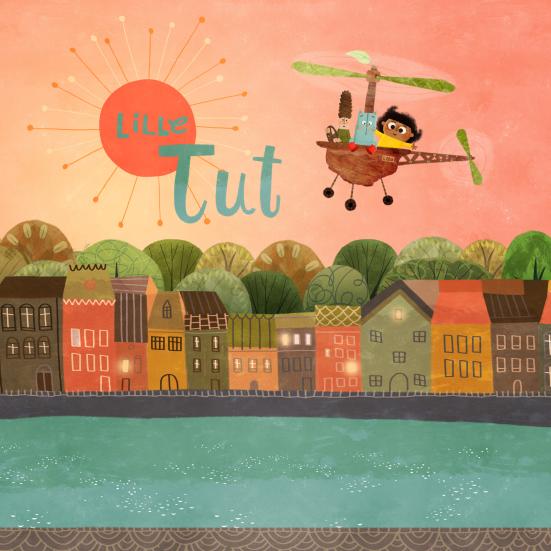 Lille Tut og venner flyver i helikopter 