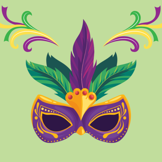 En farverig maske med fjer