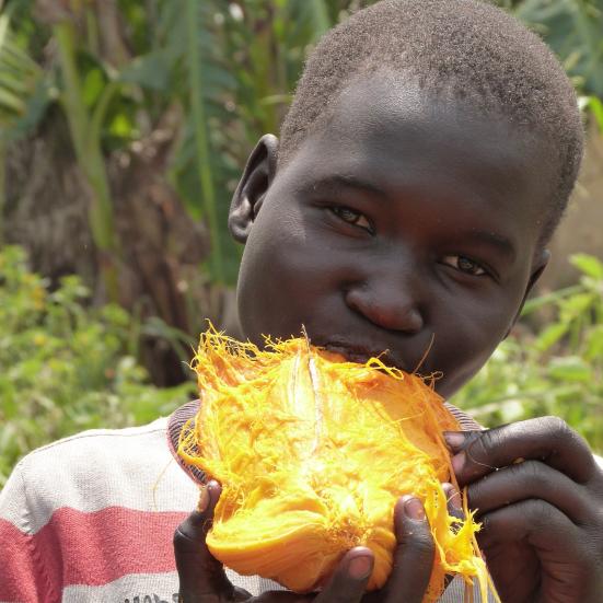 Person der spiser en frugt