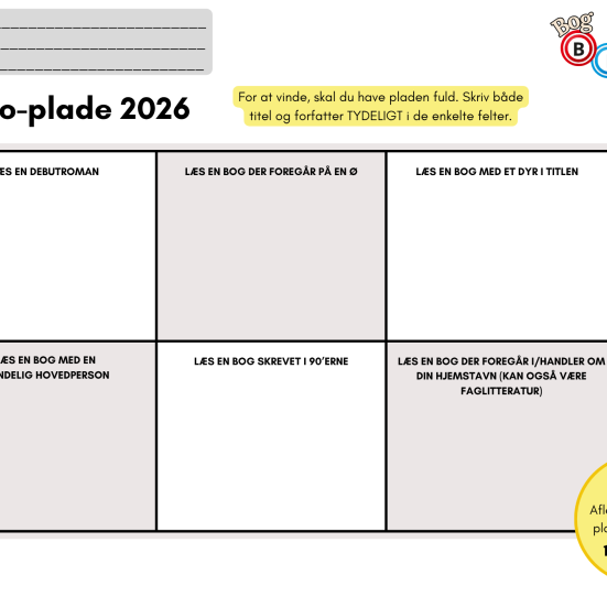 Bogbingoplade 2026