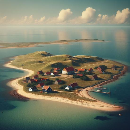 Lille ø med huse