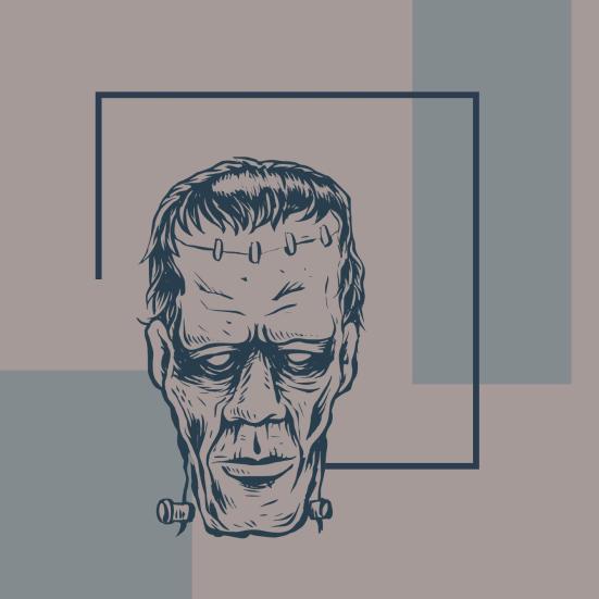 Tegning af monstret af Frankenstein