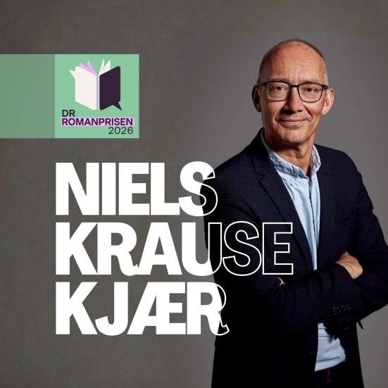 Portræt af Niels Krause-Kjær og logo for DR Romanprisen