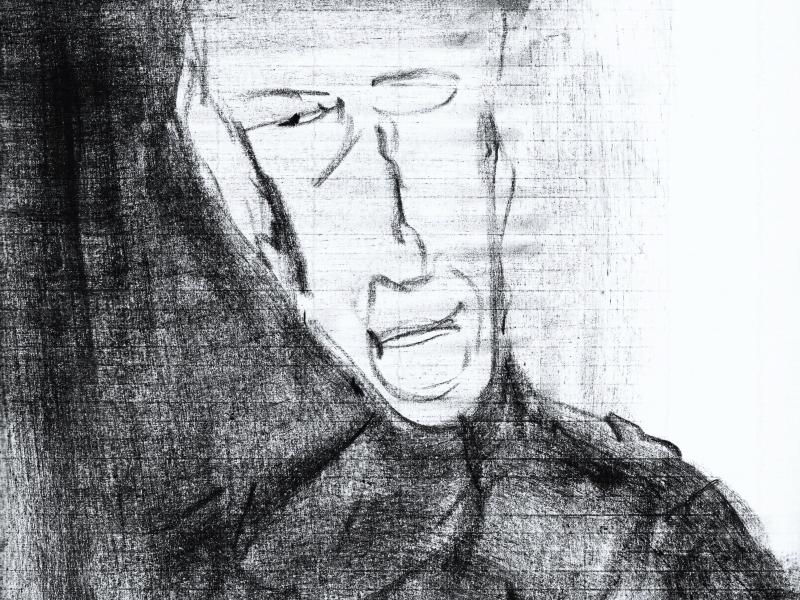 Sort og hvidt maleri af Piet Lincken.