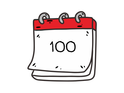 Kalender med tallet 100