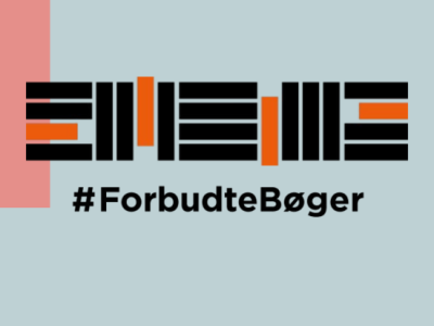 Grafik med teksten forbudte bøger