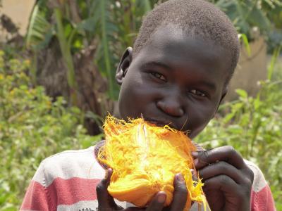 Person der spiser en frugt