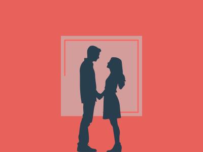 mand og kvinde kigger på hinanden med hinanden i hænderne