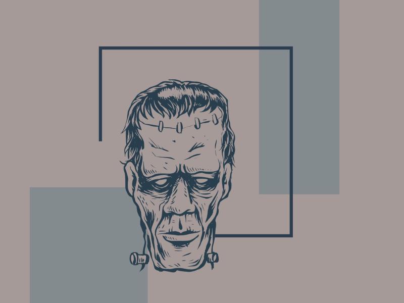 Tegning af monstret af Frankenstein