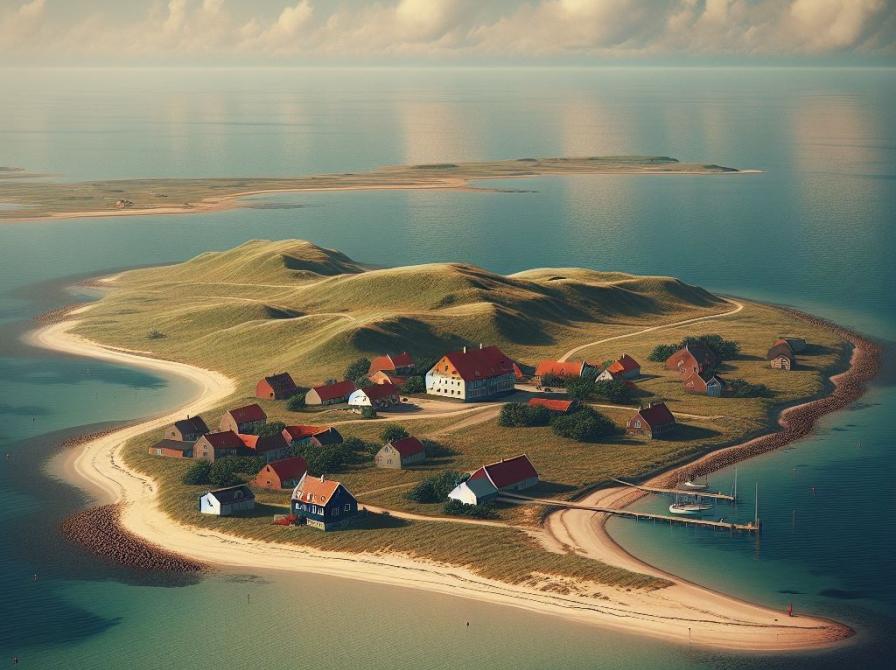 Lille ø med huse