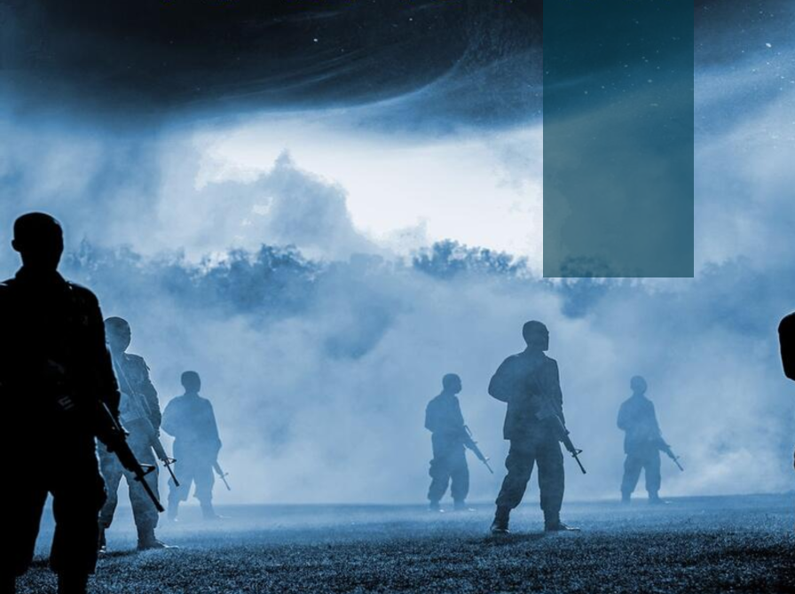 soldater i tågelandskab